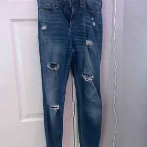 Hollister Women's Distressed Skinny Jeans - Blue